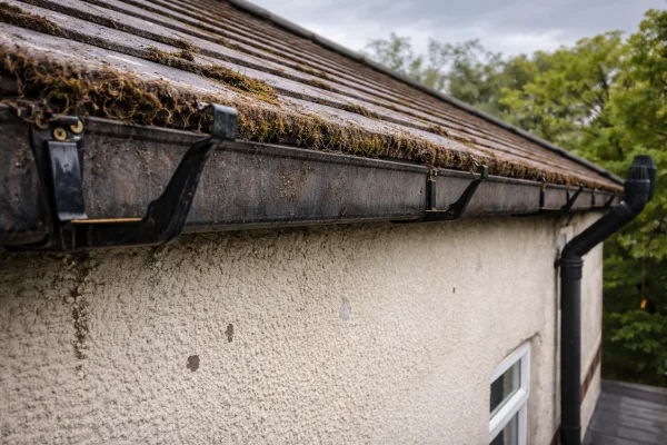 Old and dirty gutters of a house