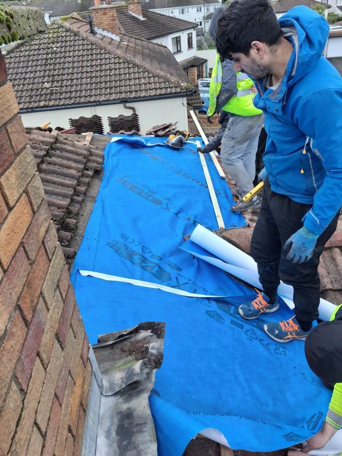 Skyguard roofing crew on site during a roof repair in Dublin